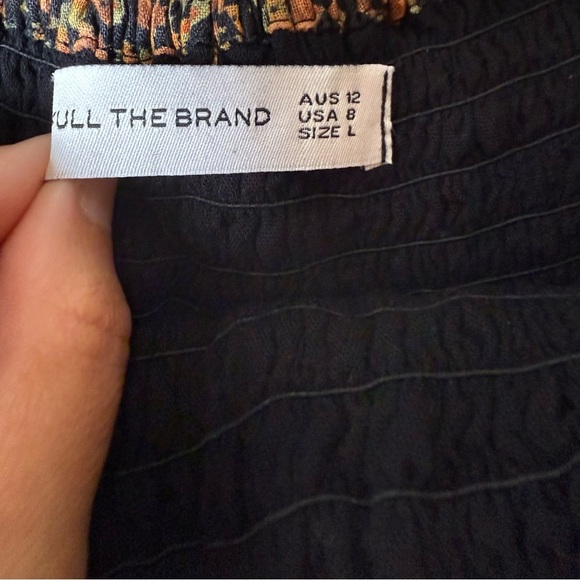 Faithfull the Brand Black Floral Puff Sleeve Smocked Mini Dress Size Large - Picture 5 of 7